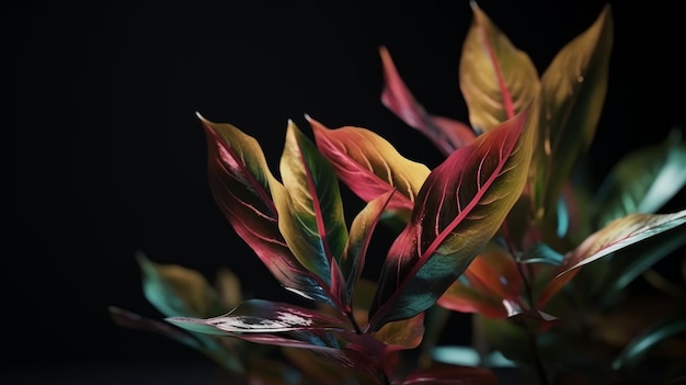 Plante abstraite avec des feuilles de différentes couleurs AI générative