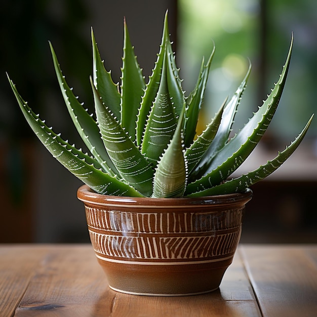 Plante d'Aloe Vera isolée dans un cadre intérieur commun