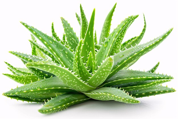 une plante d'aloe vera verte avec un fond blanc