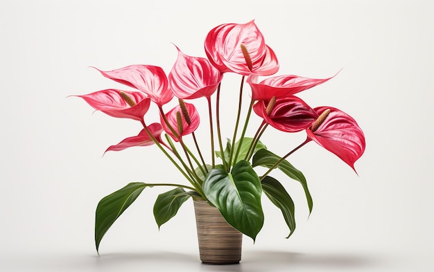 Une plante d'anthurium sur un fond blanc