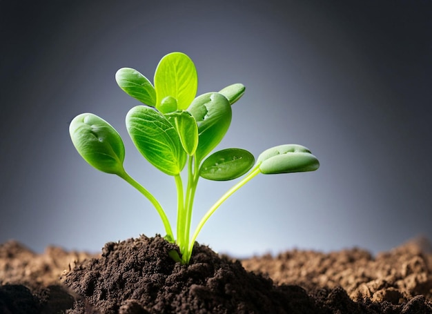 Une plante aux feuilles vertes qui poussent du sol