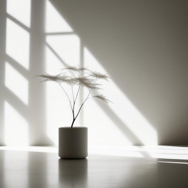 plante blanche sur un fond blanc concept de minimalisme rendu 3D plante blanque sur un dos blanc