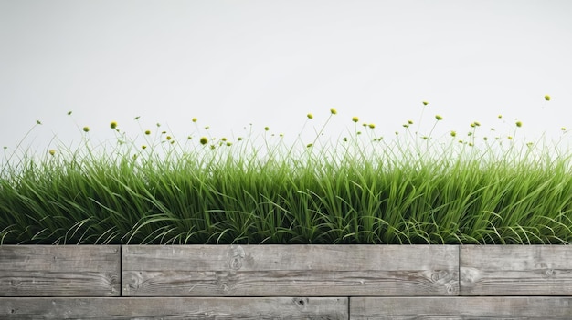 Photo plante en bois avec de l'herbe verte