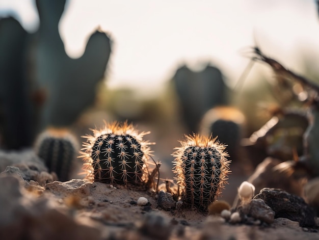 Une plante de cactus avec un arrière-plan flou