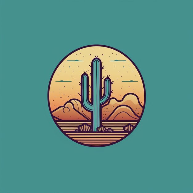 une plante de cactus dans un paysage désertique avec un coucher de soleil en arrière-plan ai générative