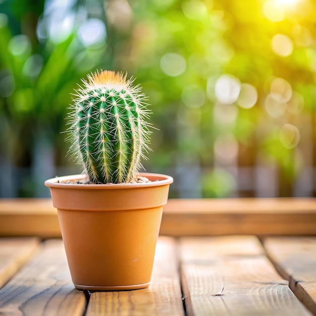 Photo une plante de cactus est assise sur une table en bois