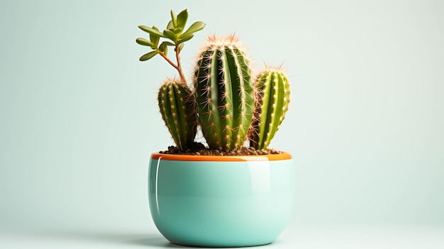 Plante de cactus sur un pot sur fond blanc