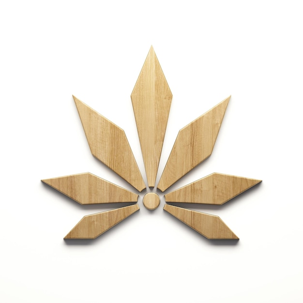 Plante de cannabis en icône de style minimaliste bois isolé sur fond blanc Illustration de rendu 3D
