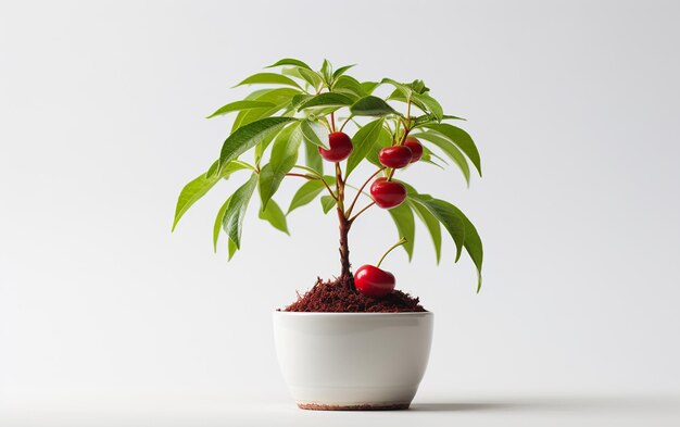 Plante de cerisier Bracero sur fond blanc propre