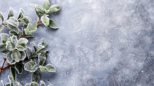 Une plante couverte de gel sur la table