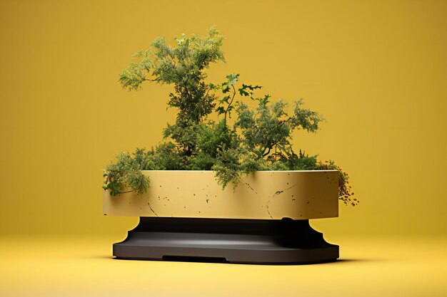 Photo une plante dans un pot sur un fond jaune