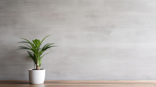 Une plante dans un pot sur une table en bois