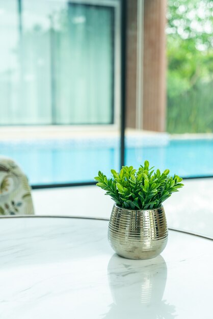 Plante en décoration de vase sur table dans le salon