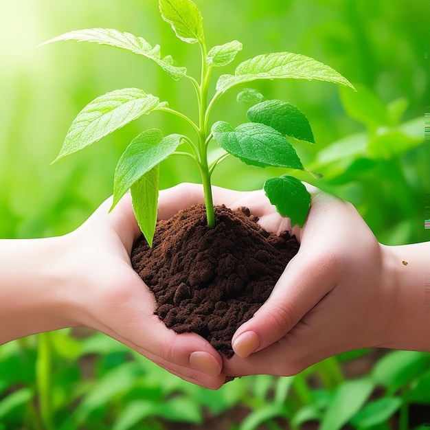 Plante entre les mains générée par l'IA