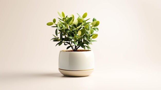 Plante d'eucalyptus sur un pot sur fond blanc