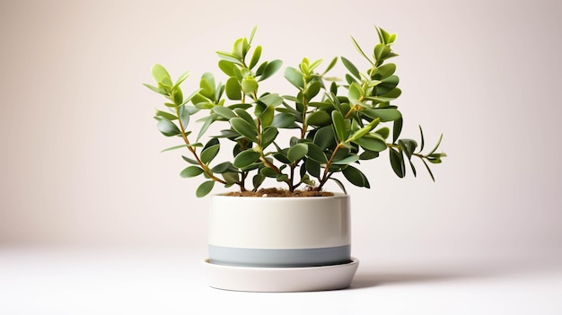 Plante d'eucalyptus sur un pot sur fond blanc