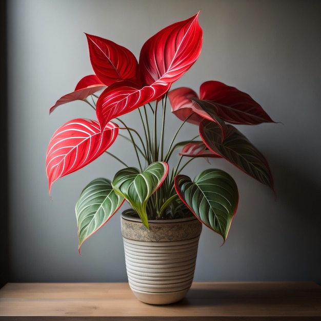 Photo une plante avec des feuilles rouges et une feuille rouge.