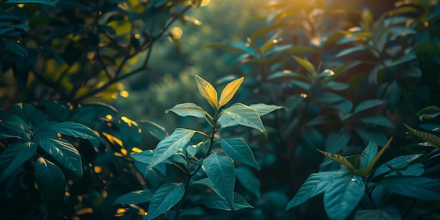 une plante avec des feuilles vertes à la lumière du soleil