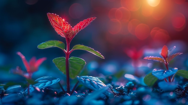 une plante avec une fleur rouge au milieu