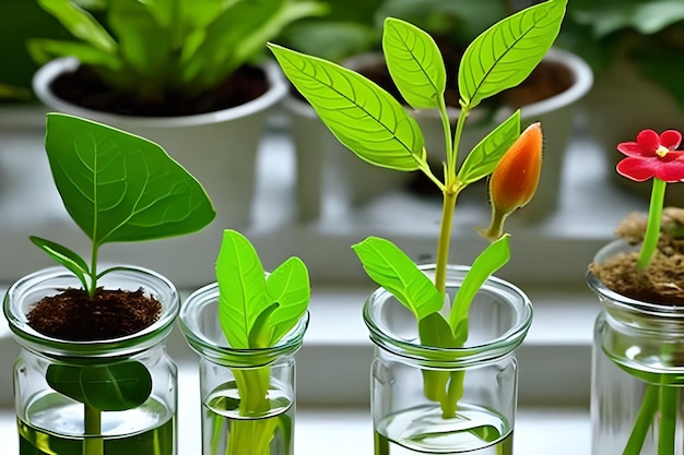 Photo une plante avec une fleur rouge dedans