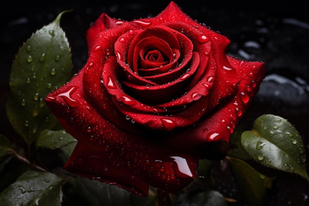 Photo plante à fleurs de rose rouge pérennelle générer ai