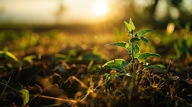 une plante florissante solitaire se tenant gracieusement au milieu d'une prairie verte expansive et luxuriante