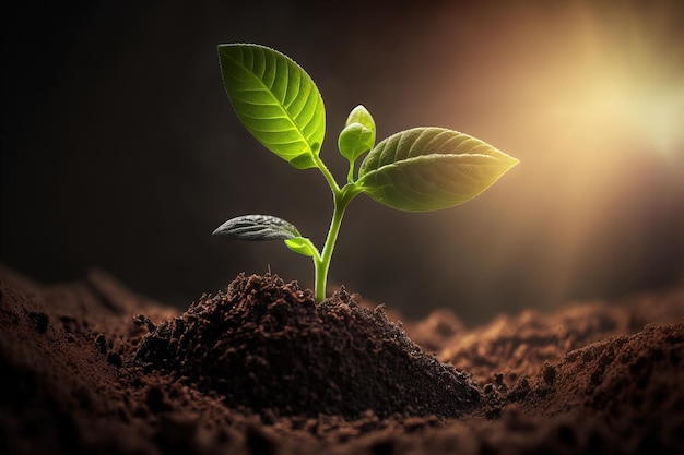 Plante fraîche poussant au soleil