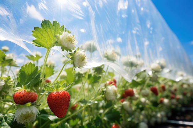 Plante de fraise biologique cultivée en serre