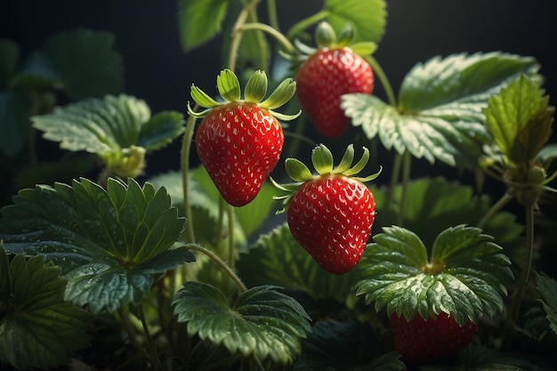 Une plante de fraise qui pousse dans une