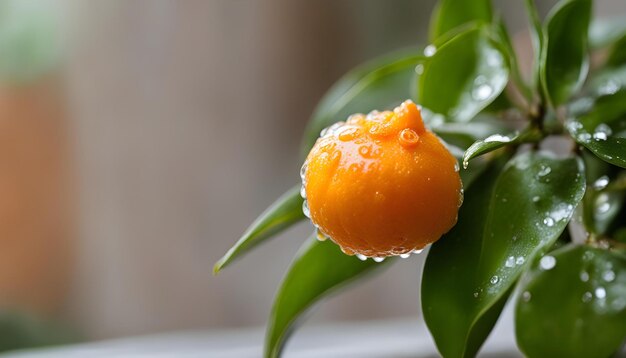 une plante avec des gouttes d'eau sur elle et une fleur avec des gouttelettes d'eau dessus