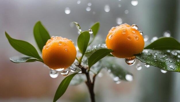 une plante avec des gouttes d'eau qui a de l'eau dessus