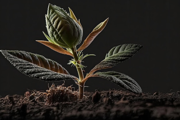 Une plante en herbe les premiers signes de vie