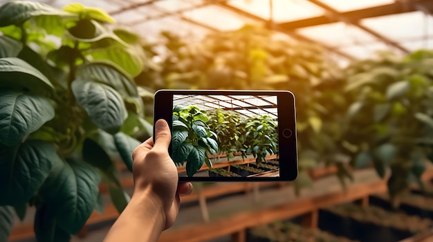 Plante hydroponique moderne utilisant une table en serre