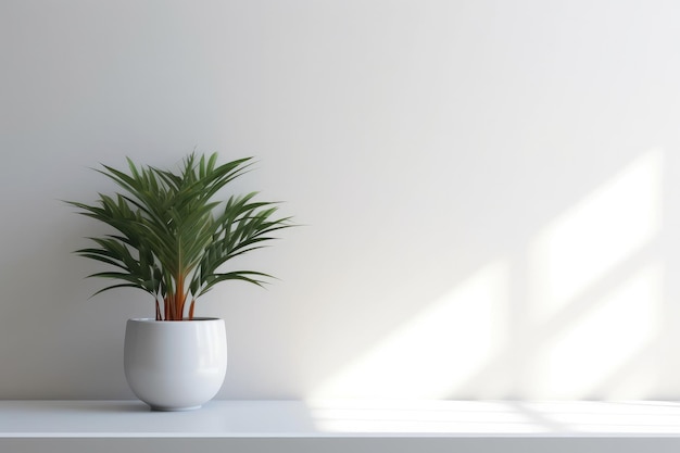 Plante d'intérieur sur fond de mur blanc créé avec la technologie Generative AI