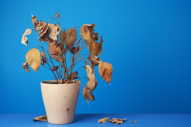 Plante d'intérieur négligée aux feuilles sèches