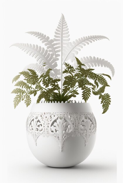 Plante d'intérieur en pot isolé fond blanc design d'intérieur concept botanique IA générative