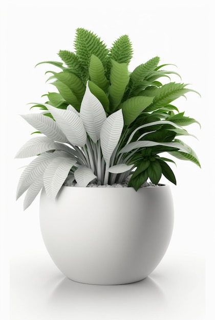 Plante d'intérieur en pot isolé fond blanc design d'intérieur concept botanique IA générative