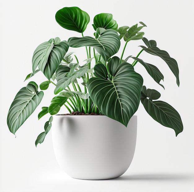 Plante d'intérieur en pot isolé sur fond blanc illustration AI générative