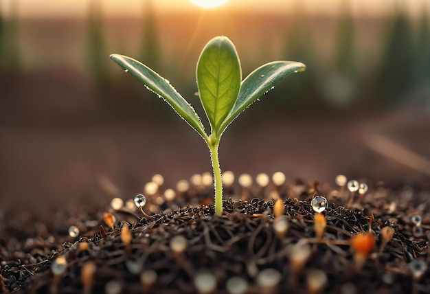 Plante jeune poussant sur le sol Génératif Ai