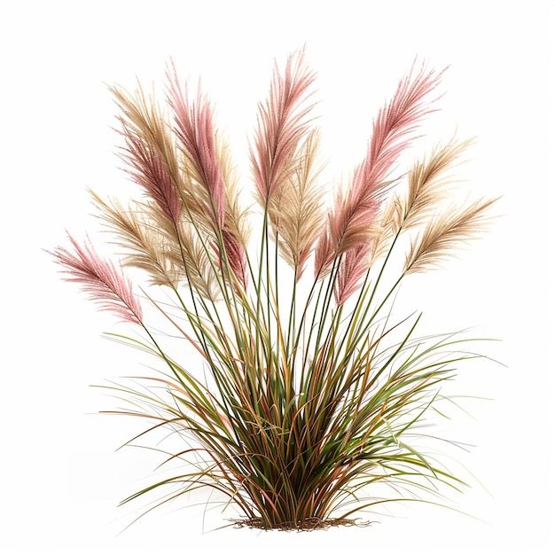 Photo une plante avec une longue herbe rose et verte qui est sur un fond blanc