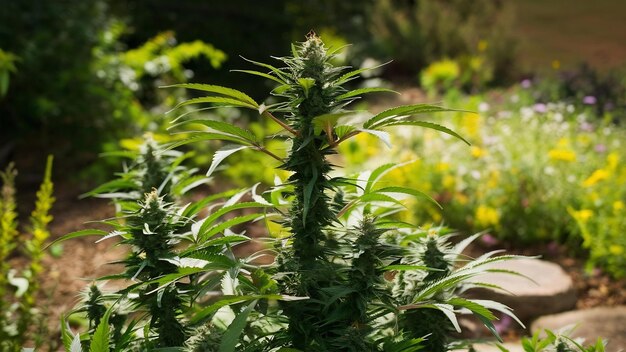 Plante de marijuana dans le jardin