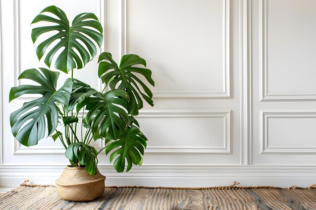 Plante de Monstera deliciosa dans un pot sur un fond blanc