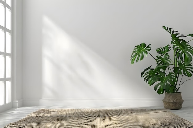 Plante de Monstera deliciosa dans un pot sur un fond blanc