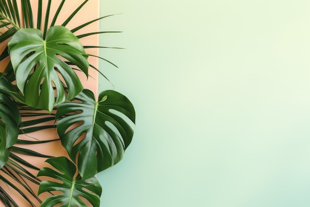 Une plante monstera isolée sur fond pastel Espace de copie IA générative