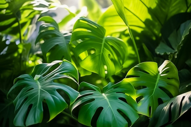 Plante Monstera laisse concept nature fond de feuille tropicale Ai généré