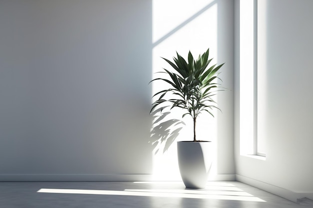 Une plante et un mur blanc