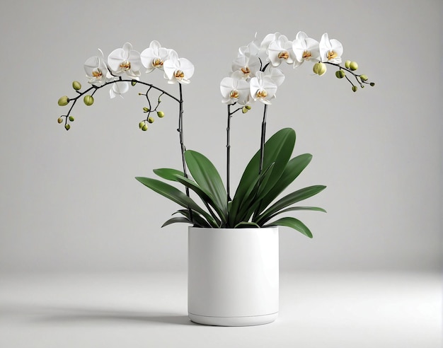 une plante d'orchidée blanche dans un pot blanc