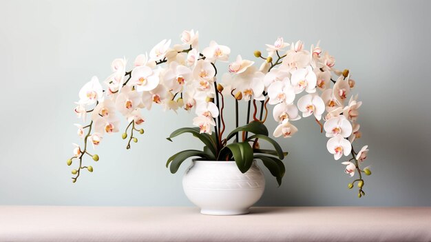 Plante d'orchidées Aerangis sur un pot sur fond blanc