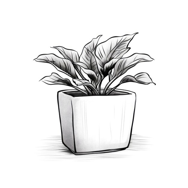 Plante ornementale dans un pot sur fond blanc