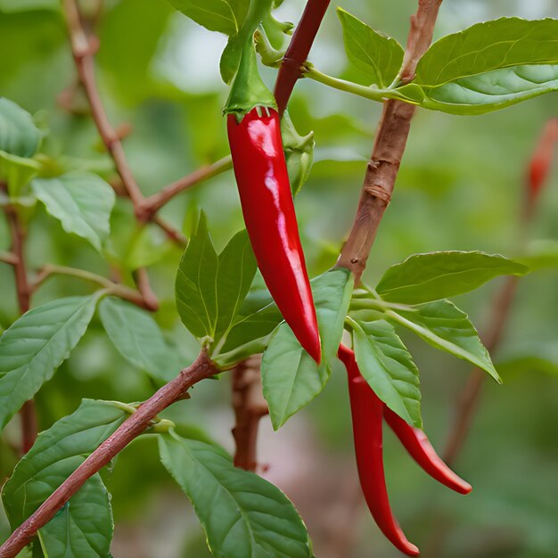 Photo une plante de piment rouge avec un fond vert